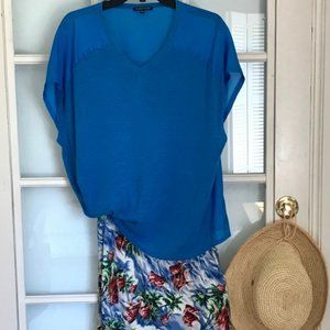 Shimmery Cobalt Blue Linen & Silk Top